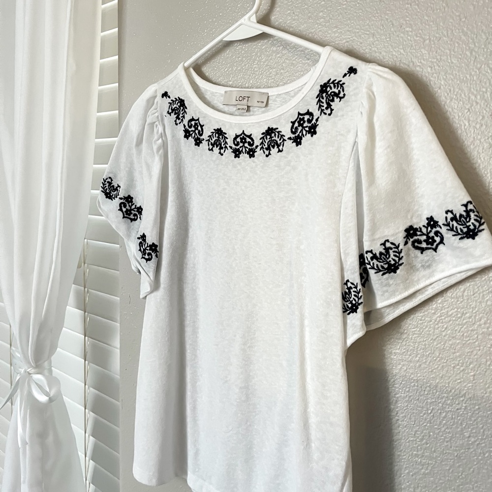 Loft embroidered boho tee